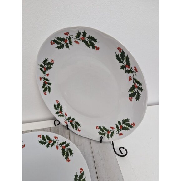 Apulum Romania Holly & Berries Dinner Plates Set of 2 - Picture 3 of 7